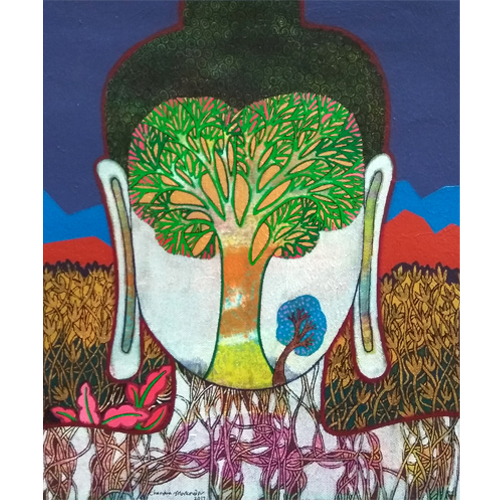 CM35  
Bodhi Tree - V 
Mixed media on canvas 
14 x 12 inches 
Unavailable (Can be commissioned)